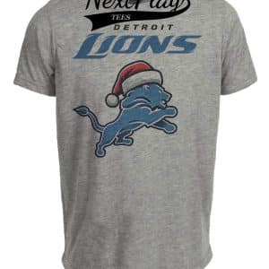 Detroit Lions Holiday Mascot Exclusive Retro Football Artwork Heather Gray Sublimated T-Shirt
