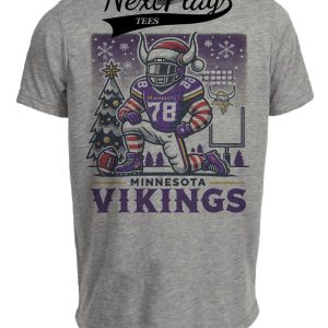 Minnesota Vikings Holiday Exclusive Retro Football Artwork Heather Gray Sublimated T-Shirt