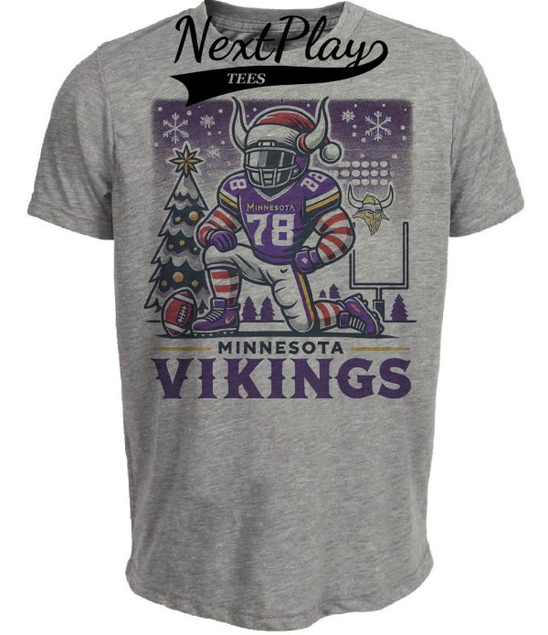 Minnesota Vikings Holiday Exclusive Retro Football Artwork Heather Gray Sublimated T-Shirt