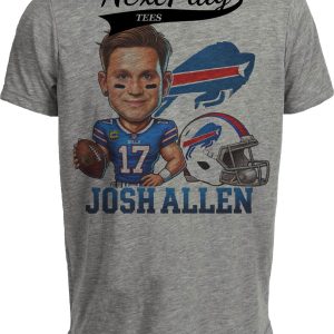 Buffalo Bills Josh Allen QB Exclusive Retro Football Artwork Heather Gray Sublimated T-Shirt