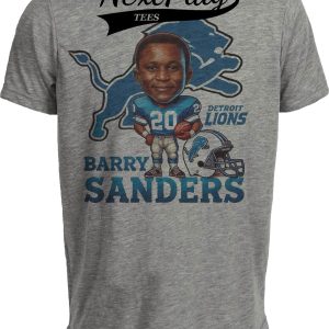 Detroit Lions Barry Sanders RB Exclusive Retro Football 1993 Artwork Heather Gray Sublimated T-Shirt