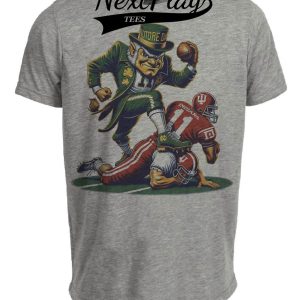 Notre Dame Fighting Irish vs. Indiana Hoosiers Exclusive Retro Rivalries Playoff Football Artwork Heather Gray Sublimated T-Shirt