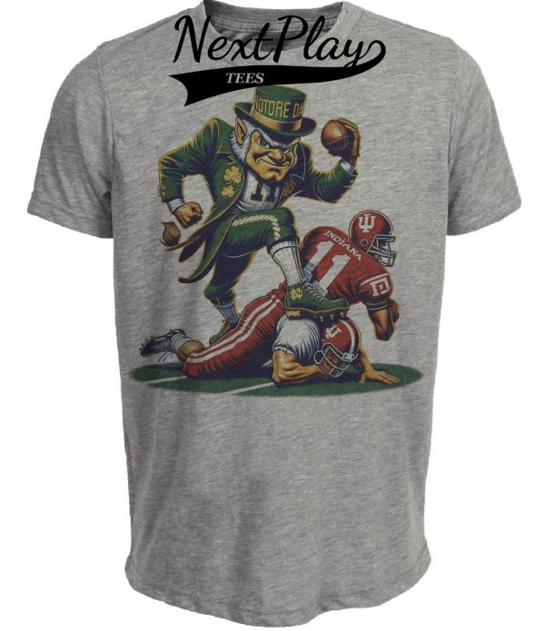 Notre Dame Fighting Irish vs. Indiana Hoosiers Exclusive Retro Rivalries Playoff Football Artwork Heather Gray Sublimated T-Shirt