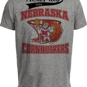 Nebraska Cornhuskers Vintage Basketball Gray Sublimated T-Shirt