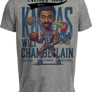 Kansas Jayhawks Wilt Chamberlain Exclusive Retro Basketball 1955 Artwork Heather Gray Sublimated T-Shirt