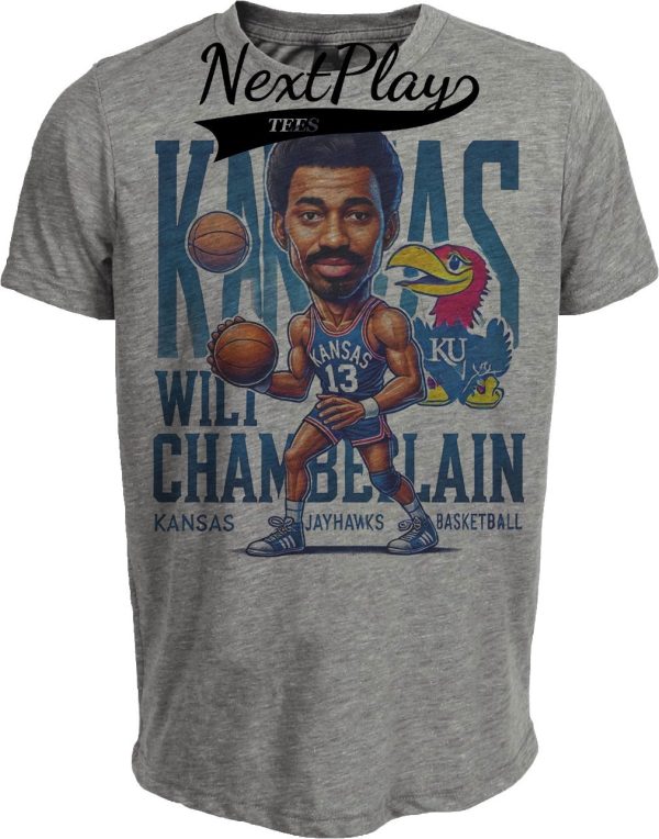 Kansas Jayhawks Wilt Chamberlain Exclusive Retro Basketball 1955 Artwork Heather Gray Sublimated T-Shirt