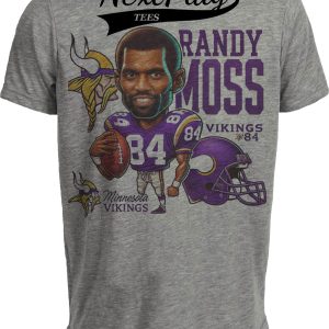 Minnesota Vikings Randy Moss Exclusive Retro Football 1999 Artwork Heather Gray Sublimated T-Shirt