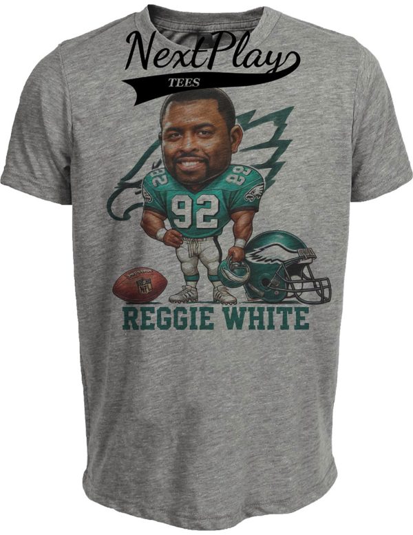 Philadelphia Eagles Reggie White Exclusive Retro Football 1987 Artwork Heather Gray Sublimated T-Shirt