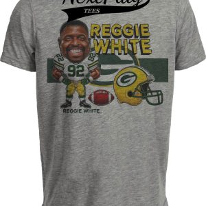 Green Bay Packers Reggie White Exclusive Retro Football 1993 Artwork Heather Gray Sublimated T-Shirt