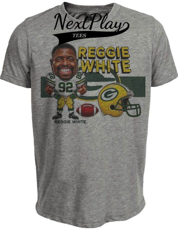 Green Bay Packers Reggie White Exclusive Retro Football 1993 Artwork Heather Gray Sublimated T-Shirt