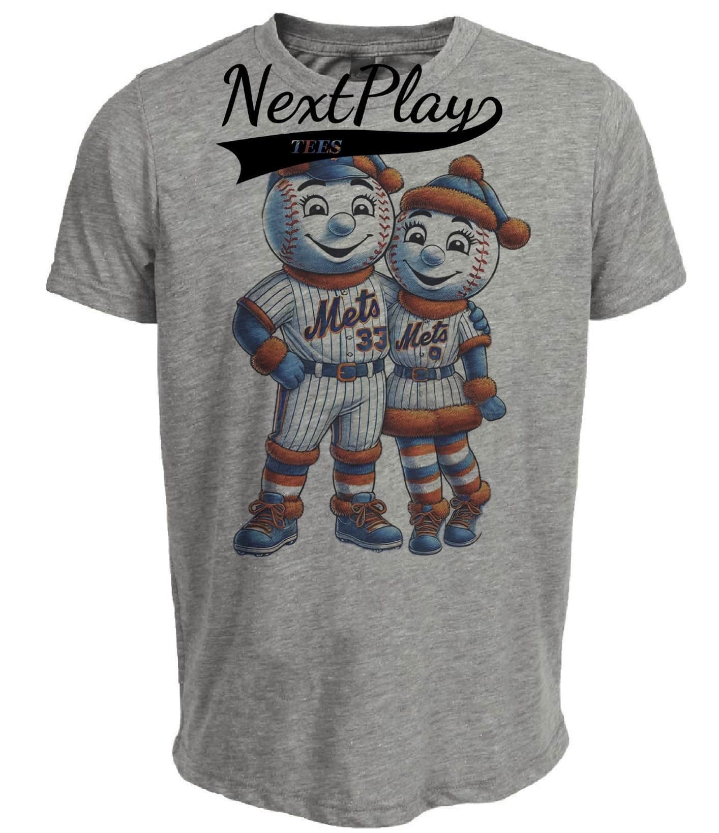 New York Mets Holiday Love Exclusive Retro Baseball Artwork Heather Gray Sublimated T-Shirt
