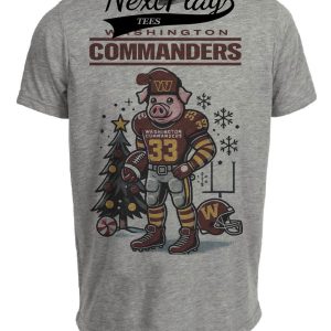 Washington Commanders Holiday Exclusive Retro Football Artwork Heather Gray Sublimated T-Shirt