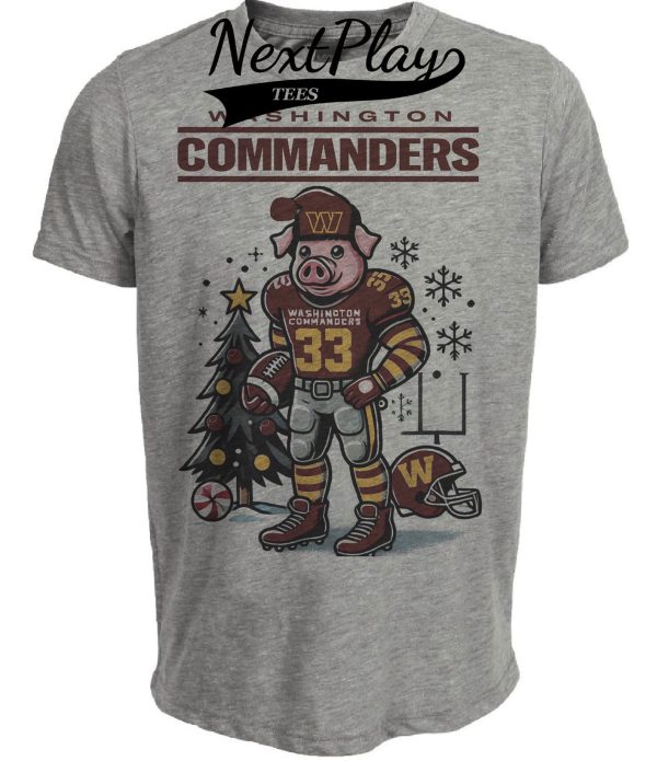 Washington Commanders Holiday Exclusive Retro Football Artwork Heather Gray Sublimated T-Shirt
