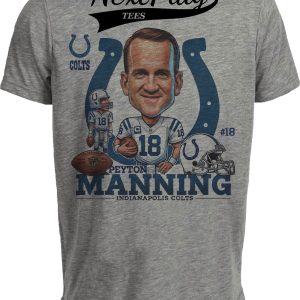 Indianapolis Colts Peyton Manning Exclusive Retro Football 1998 Artwork Heather Gray Sublimated T-Shirt