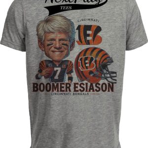 Cincinnati Bengals Boomer Esiason Exclusive Retro Football 1988 Artwork Heather Gray Sublimated T-Shirt