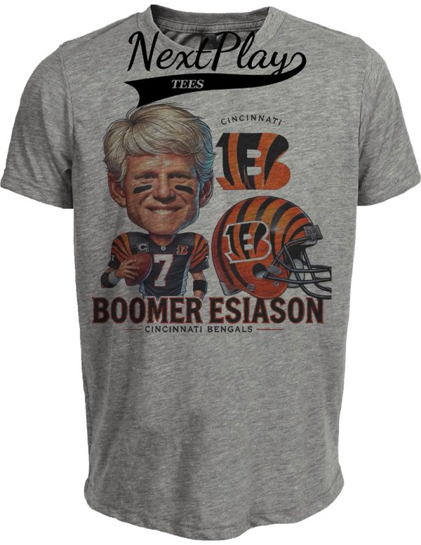 Cincinnati Bengals Boomer Esiason Exclusive Retro Football 1988 Artwork Heather Gray Sublimated T-Shirt