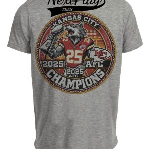 Kansas City Chiefs Conference Champs Exclusive Retro Football Artwork Heather Gray Sublimated T-Shirt