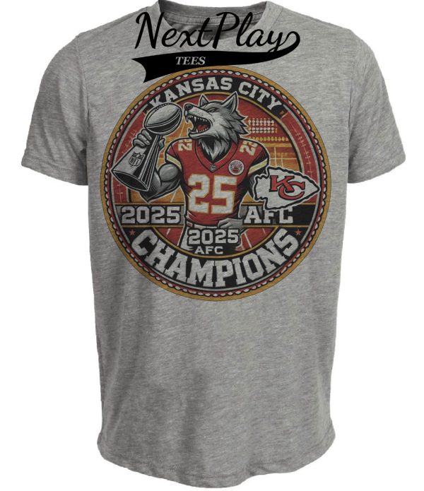 Kansas City Chiefs Conference Champs Exclusive Retro Football Artwork Heather Gray Sublimated T-Shirt