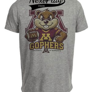 Minnesota Golden Gophers Exclusive Retro Football Mascot TD Artwork Heather Gray Sublimated T-Shirt