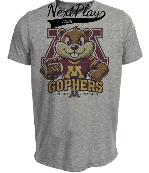 Minnesota Golden Gophers Exclusive Retro Football Mascot TD Artwork Heather Gray Sublimated T-Shirt