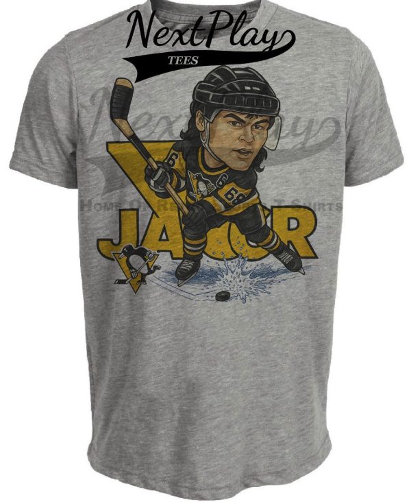 Pittsburgh Penguins Jaromir Jagr Exclusive Retro Hockey 1991 Artwork Heather Gray Sublimated T-Shirt