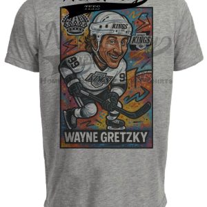 Los Angeles Kings Wayne Gretzky Caricature Exclusive Retro Hockey Artwork Heather Gray Sublimated T-Shirt