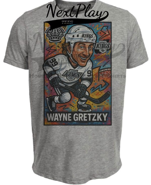 Los Angeles Kings Wayne Gretzky Caricature Exclusive Retro Hockey Artwork Heather Gray Sublimated T-Shirt