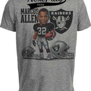 Los Angeles Raiders Marcus Allen Exclusive Retro Football 1982 Artwork Heather Gray Sublimated T-Shirt