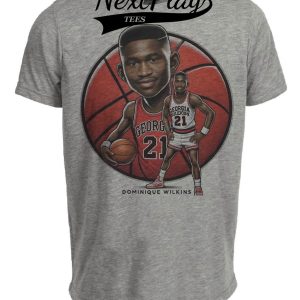 Georgia Bulldogs Dominique Wilkins Exclusive Retro Basketball 1980 Artwork Heather Gray Sublimated T-Shirt