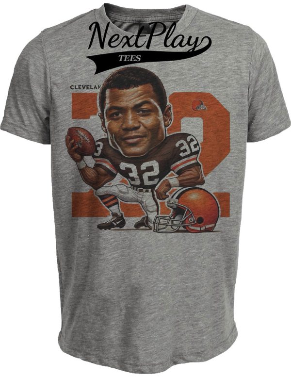 Cleveland Browns Jim Brown Exclusive Retro Football 1961 Artwork Heather Gray Sublimated T-Shirt