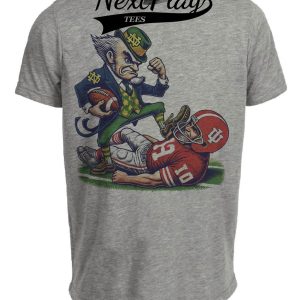 Notre Dame Fighting Irish vs. Indiana Hoosiers Exclusive Retro Rivalries Playoff Football Artwork Heather Gray Sublimated T-Shirt