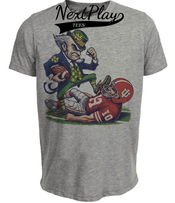 Notre Dame Fighting Irish vs. Indiana Hoosiers Exclusive Retro Rivalries Playoff Football Artwork Heather Gray Sublimated T-Shirt