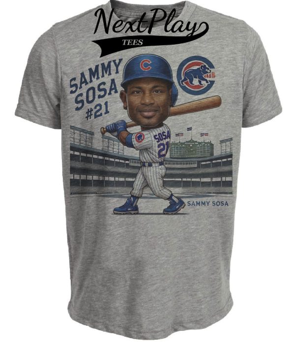 Chicago Cubs Sammy Sosa Exclusive Retro Baseball 1993 Artwork Heather Gray Sublimated T-Shirt