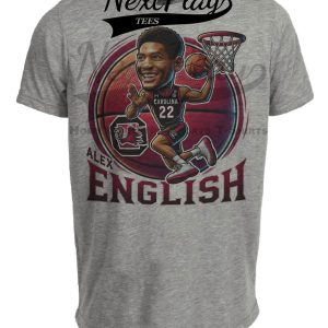 South Carolina Gamecocks Alex English Exclusive Retro March Madness Basketball Artwork Heather Gray Sublimated T-Shirt