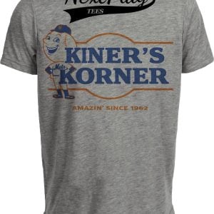 New York Mets Mr. Met Kiner’s Korner Retro Baseball Gray Sublimated T-Shirt