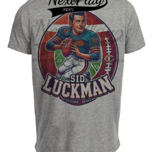 Chicago Bears Sid Luckman Exclusive Retro Football Artwork Heather Gray Sublimated T-Shirt