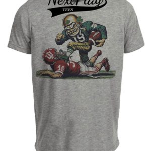 Notre Dame Fighting Irish vs. Indiana Hoosiers Exclusive Retro Rivalries Playoff Football Artwork Heather Gray Sublimated T-Shirt