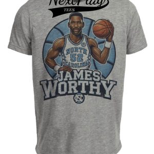 North Carolina Tar Heels Big Game James Worthy Exclusive Retro Basketball 1979 Artwork Heather Gray Sublimated T-Shirt