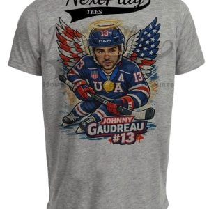 USA Hockey Johnny Gaudreau Angel Wings Gray Sublimated T-Shirt