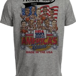 USA Dream Team Olympics Retro Jordan, Bird, Magic Basketball 1992 Artwork Heather Gray Sublimated T-Shirt
