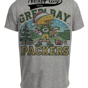 Green Bay Packers Holiday Exclusive Retro Football Artwork Heather Gray Sublimated T-Shirt