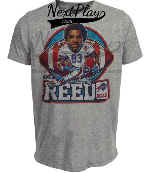 Buffalo Bills Andre Reed Exclusive Retro Football Artwork Heather Gray Sublimated T-Shirt