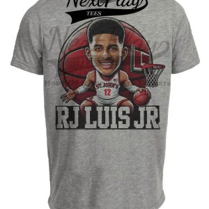 St. John’s Red Storm RJ Luis Jr. Exclusive Retro March Madness Basketball Artwork Heather Gray Sublimated T-Shirt
