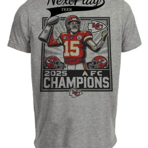 Kansas City Chiefs Conference Champs Patrick Mahomes Exclusive Retro Football Artwork Heather Gray Sublimated T-Shirt