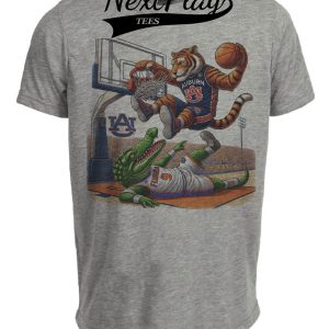 Auburn Tigers vs. Florida Gators Exclusive Retro Rivalries Basketball Artwork Heather Gray Sublimated T-Shirt