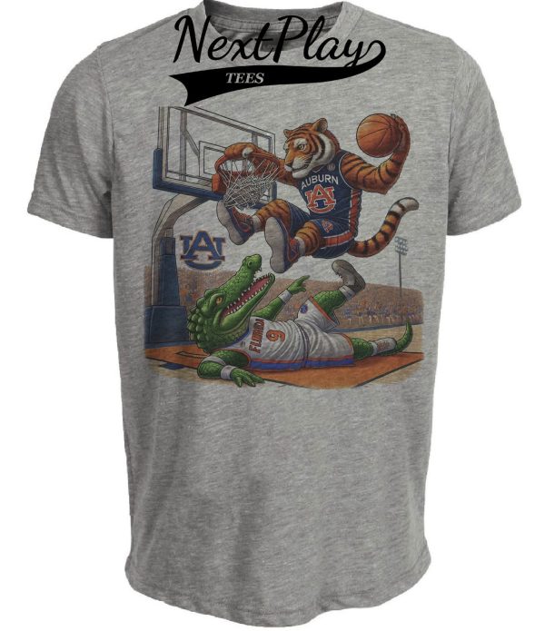 Auburn Tigers vs. Florida Gators Exclusive Retro Rivalries Basketball Artwork Heather Gray Sublimated T-Shirt