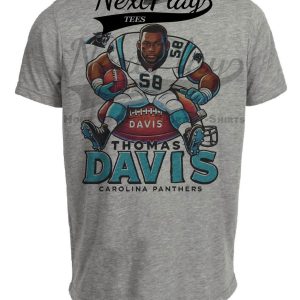 Carolina Panthers Thomas Davis Exclusive Retro Football Artwork Heather Gray Sublimated T-Shirt