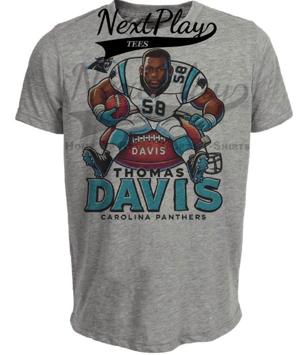 Carolina Panthers Thomas Davis Exclusive Retro Football Artwork Heather Gray Sublimated T-Shirt