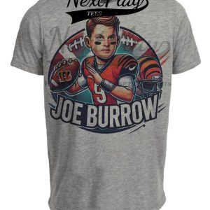 Cincinnati Bengals Joe Burrow MVP Exclusive Retro Football Artwork Heather Gray Sublimated T-Shirt