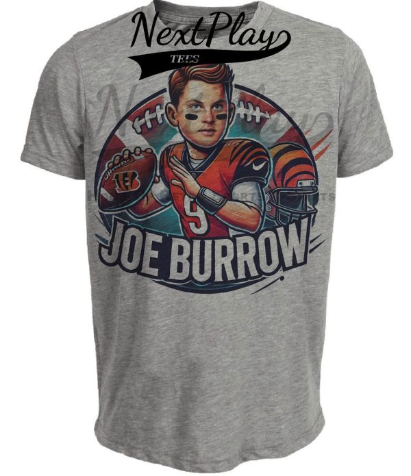 Cincinnati Bengals Joe Burrow MVP Exclusive Retro Football Artwork Heather Gray Sublimated T-Shirt